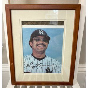 Autographed Reggie Jackson New York NY Yankees MLB Portrait Framed Wall Print